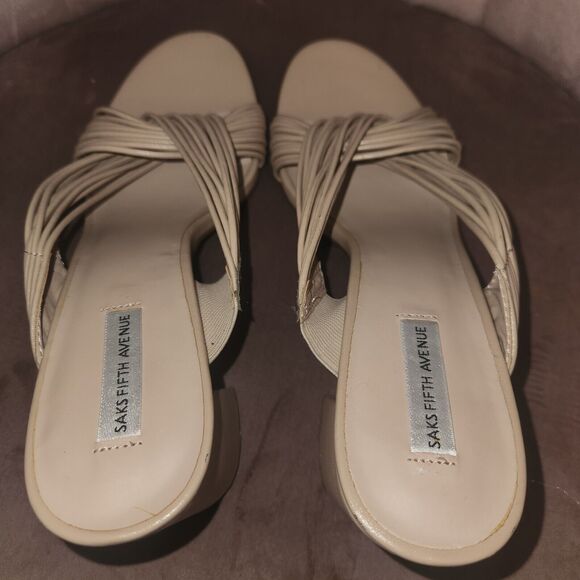 NWT Saks Fifth Avenue Rapid Nude-SM Block heel sandals Sz 11M Boho Chic - Picture 5 of 6